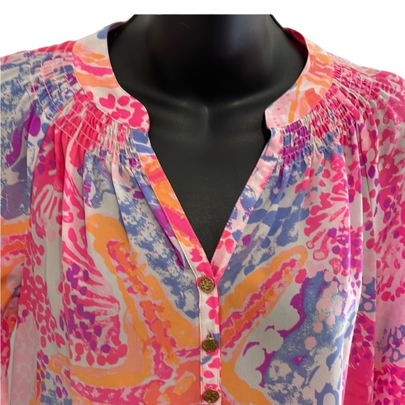 LILLY PULIZER bohemian pastel beachy design blouse, XXS, New With Tags - Picture 2 of 10